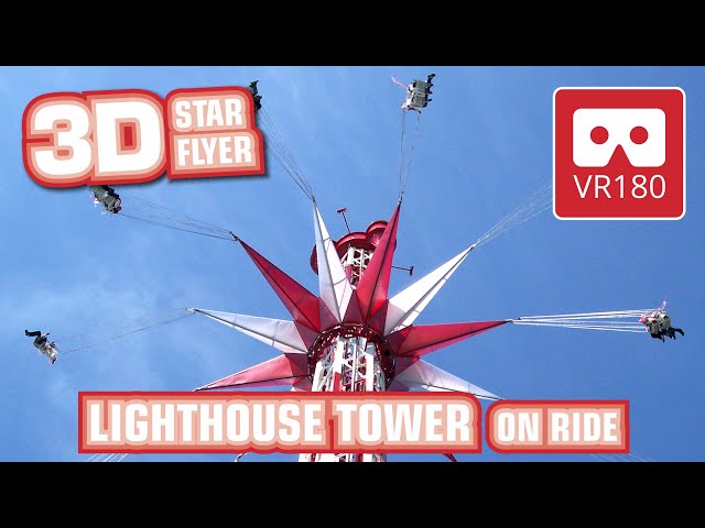 🔵 VR180 3D Star Flyer | on-ride POV | Lighthouse Tower Plopsa Holiday Park | Oculus GO Insta360 Evo