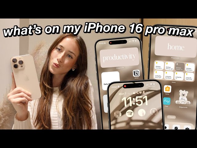 What’s on my iPhone 16 Pro Max | iOS 18 organization, aesthetic widgets & productivity apps