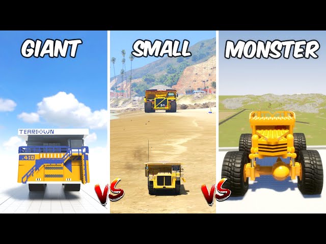 MONSTER DUMP TRUCK vs SMALL vs GIANT DUMP TRUCK in GTA 5 vs TEARDOWN vs BRICK RIGS - WHICH IS BEST?