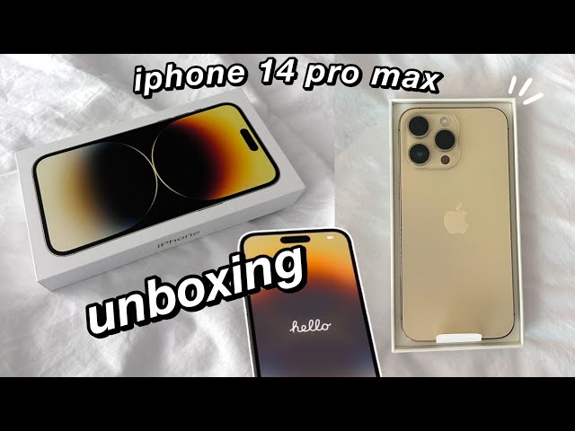 iPhone 14 Pro Max Gold aesthetic unboxing ✨ | setup + camera test + MagSafe accessories