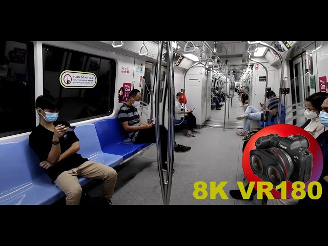 8K VR180 SINGAPORE SUBWAY MRT Raffles Place and on the journey in 3D (Travel/Train/ASMR/Music)