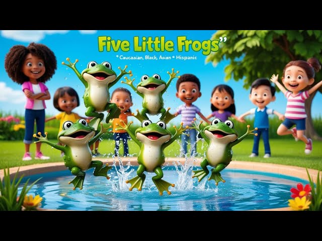 "🎶 Five Little Frogs Jumping into Fun! 🌊 Catch the Ultimate Kids Pool Song! 🐸✨"