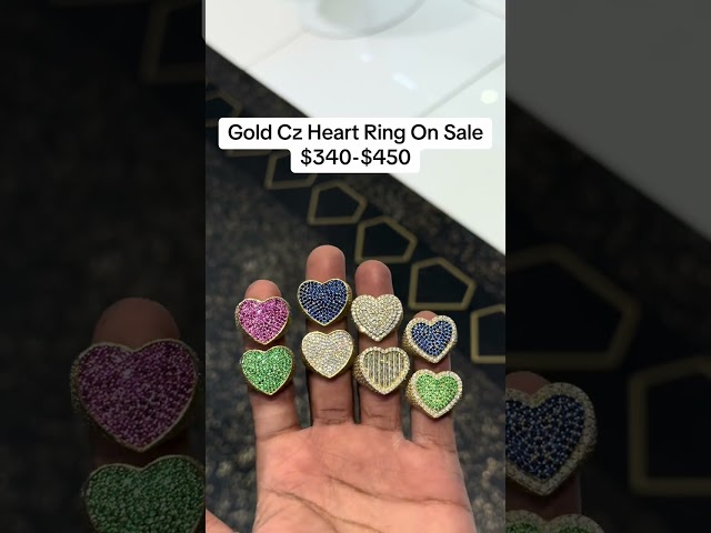 Real Gold & Cubic Zirconia Heart Rings at Ijaz Jewelers #rings #diamondring #goldrings