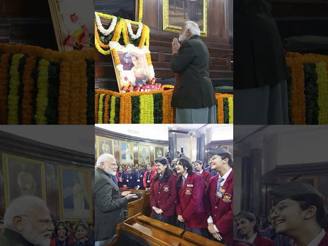 PM Modi pays floral tribute to Netaji Subhas Chandra Bose in Central hall | #shorts