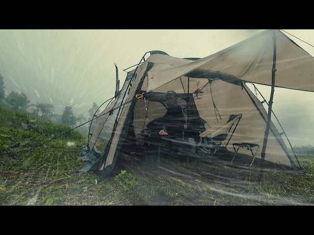 🌧️ 8 HOURS of RAIN in camping - Setting Up a Cozy Tent to Relax & Deep Sleep (SOLO CAMPING)