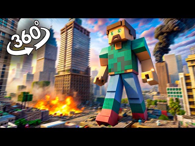 360° Steve in Rage After Minecraft Movie Trailer: The City Under Attack!