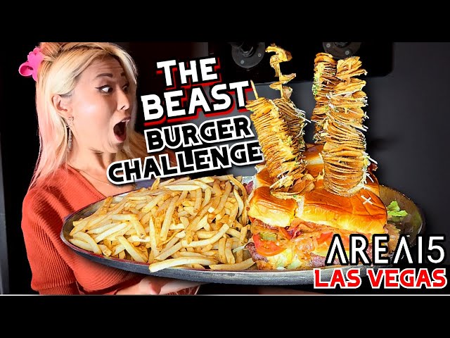 THE BEAST BURGER CHALLENGE at Area 15 in Las Vegas, NV!! #RainaisCrazy