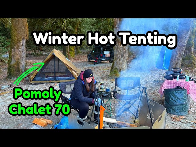 HOT TENT CAMPING: Pomoly Chalet 70 Tent and wood stove adventure