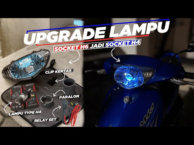 TUTORIAL PASANG LAMPU LED H4 DI SOCKET H6 DAN CARA MEMBUAT DUDUKAN H4 + PASANG RELAY DI MOTOR MIO 🤩