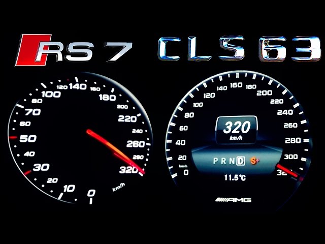 AUDI RS7 vs Mercedes CLS 63 AMG Acceleration 0-320 Autobahn Top Speed Onboard Test MF-RS750