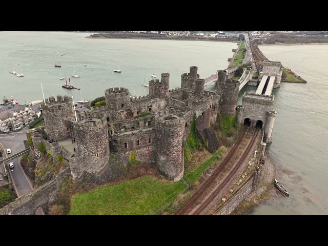 Day 14 - Flight over stunning Castell Conwy North Wales, with views of town and river Conwy.