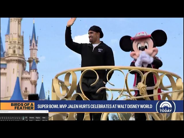 Jalen Hurt in Disney post Super Bowl - Early Today NBC 4 LA - Early Morning Tue Feb 11 2025 - inc