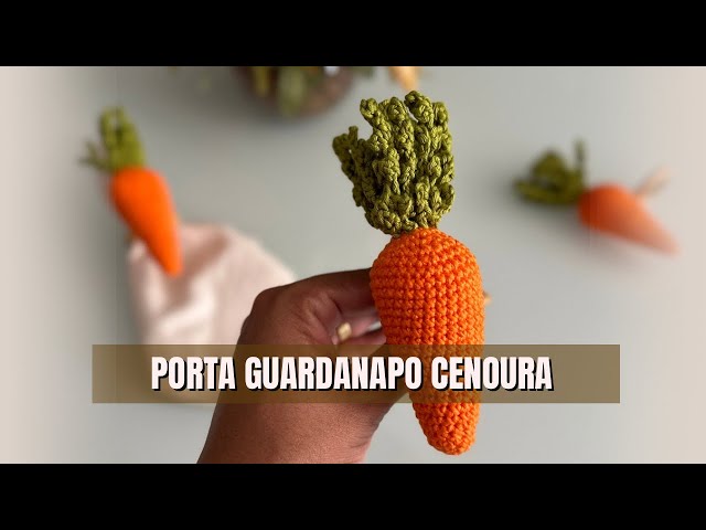 PORTA GUARDANAPO CENOURA - Técnica Amigurumi - Porta Guardanapo para Páscoa - Sousplat de Crochê