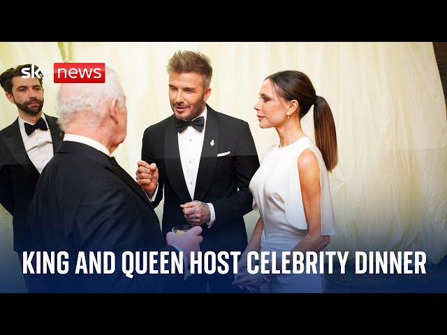 King and Queen joined by the Beckhams, Helen Mirren and Stanley Tucci at celebrity dinner