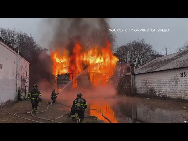 Winston-Salem firefighters battle structure fire on Waughtown St.