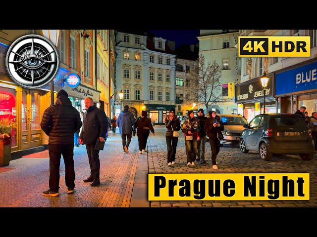 Night Prague Walking Tour of Enchanting Fairy-tale Mood 🇨🇿 Czech Republic 4K HDR ASMR