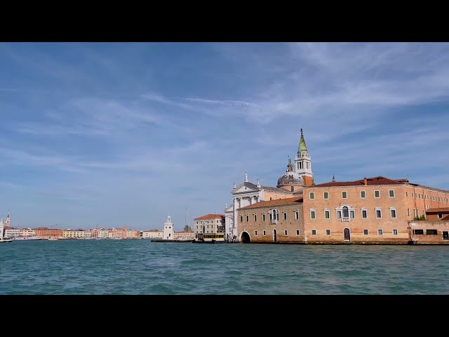 Water bus to  San Giorgio via Giudecca Canal Venice 4k HDR