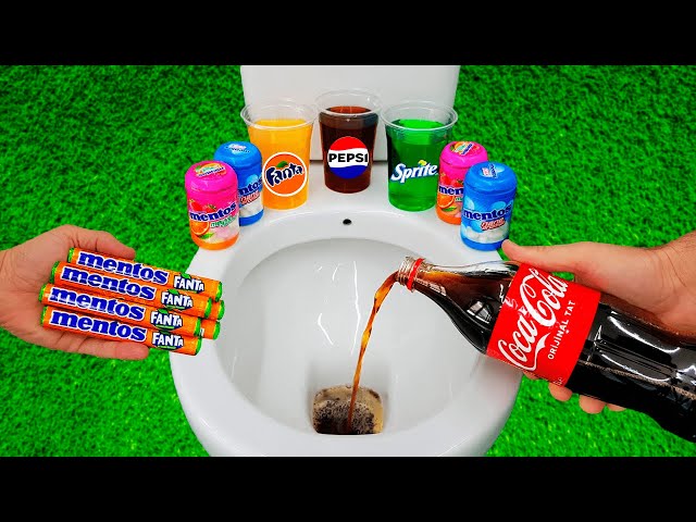 Big Coca Cola VS Mentos Fanta !! Pepsi, Sprite, Fanta, Popular Sodas and Mix Mentos in the toilet