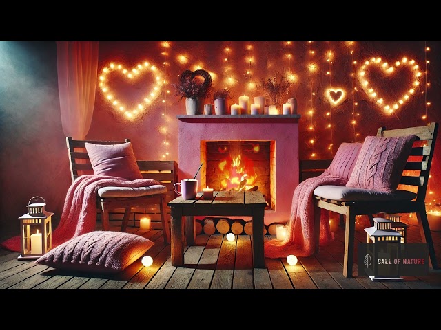 Cozy Outdoor Pink Fireplace 💕 Dreamy Valentine’s Lofi Ambience Background