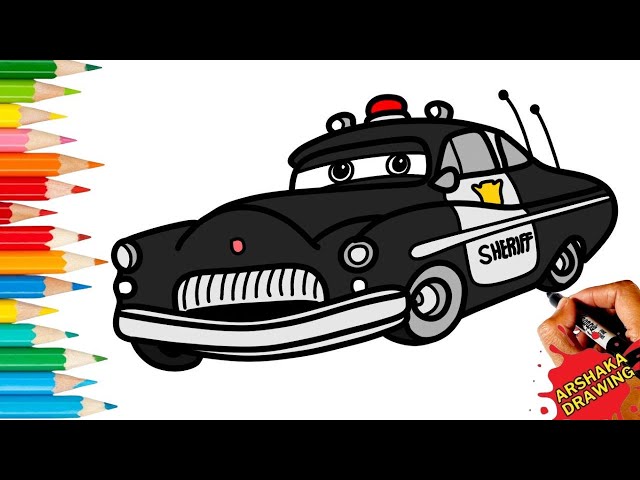 Drawing Sheriff from Disney Pixar Cars 3 Easy Step by Step | Lightning McQuenn #pixarcars #drawing