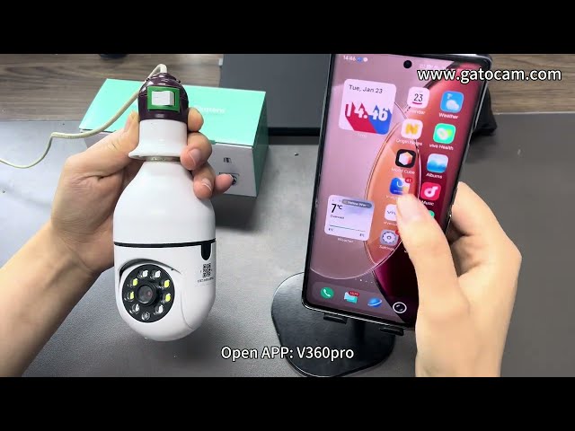 V360pro WIFI Bulb Camera phone setup Installation video