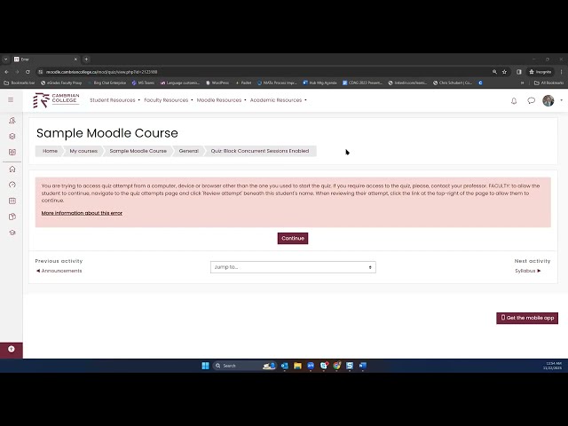 Moodle Quizzes: Allow Students to Continue the Attempt when Concurrent Logins are Blocked