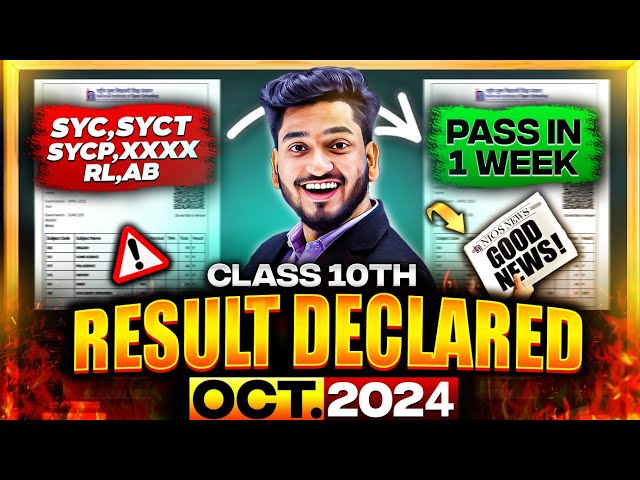 NIOS Class 10th Results Declared October 2024 Good News SYC, SYCT, SYCP, XXXX Guaranteed Pass 100%