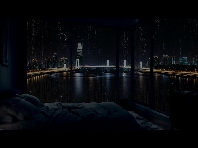 🌧 ️ "Silent night permeating the sound of rain in the city 🌙"