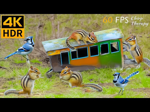 Cat TV for Cats to Watch: 8 Hours of Love Summer with Cute Chipmunks, Birds 😹 4K HDR 60 FPS