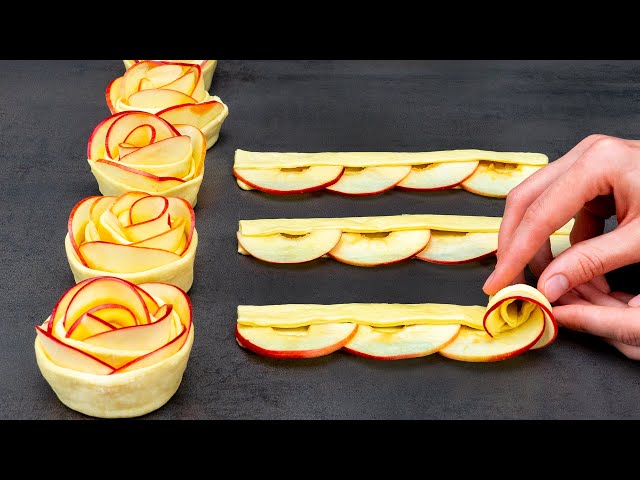 Dessert in 5 minutes! Just puff pastry and 2 apples