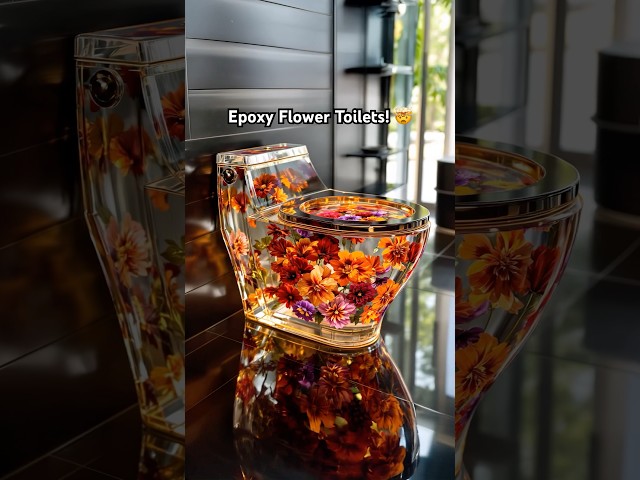 I think I'm obsessed with these epoxy flower toilets! 👏👏 #epoxyresin #interiordesign #shorts