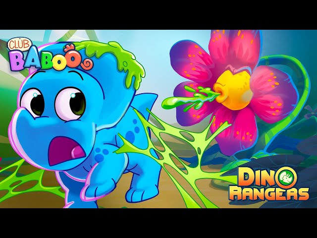 DINO RANGERS in a STICKY SITUATION | Club Baboo | 1 HOUR Dinosaur Mission | Triceratops baby slime