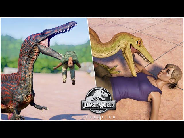 TOP 22 HUNTING ANIMATIONS OF ALL CARNIVORE DINOSAURS vs HUMANS | 🦖JURASSIC WORLD EVOLUTION🦖