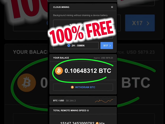 0.10 BTC FREE 🤑 Bitcoin Mining