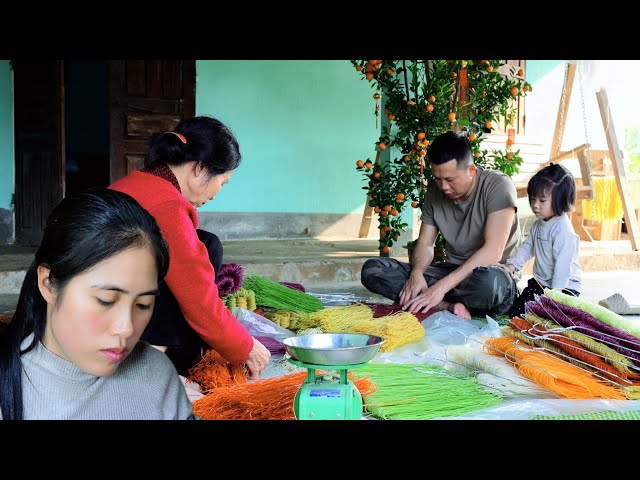 Dried noodles. From white rice grains to colorful meals