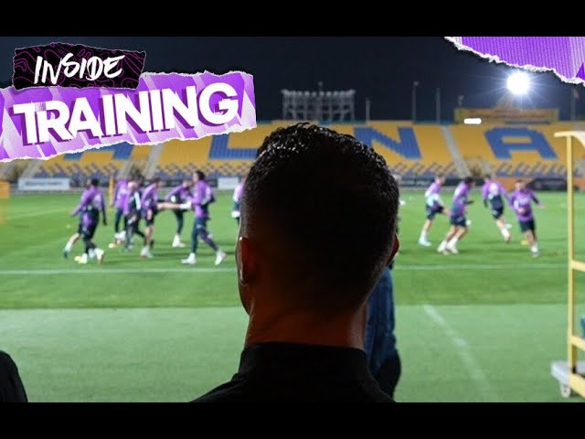 CRISTIANO RONALDO watches Real Madrid training