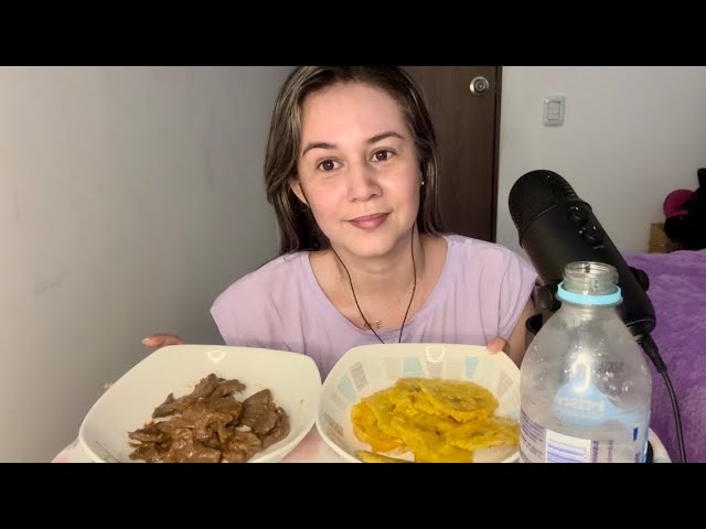 ASMR comiendo patacones con carne video con sub coreanos para @hungryjian