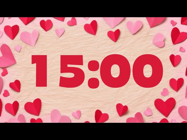 15 Minute Valentine's Day Timer with Music | Relaxing Countdown ❤️🎶