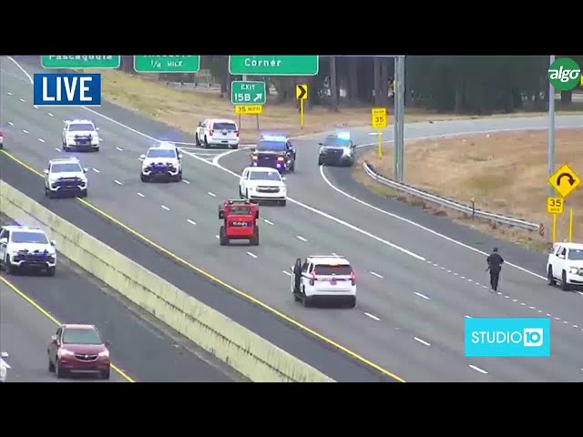 Track loader leads police on pursuit on Interstate 10 in Mobile County