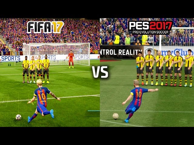 FIFA 17 vs PES 17 - FREE KICKS (featuring Messi, Ronaldo, Ibrahimovic, Calhanoglu)