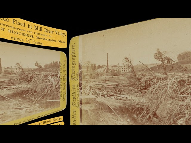 Near Stone Bridge, looking up Leeds St, Mill River Flood 1874 (VR 3D still-image)