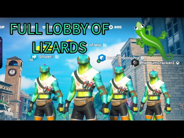 Full lobby of LIZARDS (Fortnite Gameplay, Unreal)