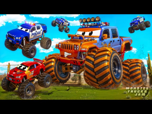 Monster Trucks Escape Adventure from Jail 🚔🔥 - Epic Police Car Chase & Action-Packed Stunts