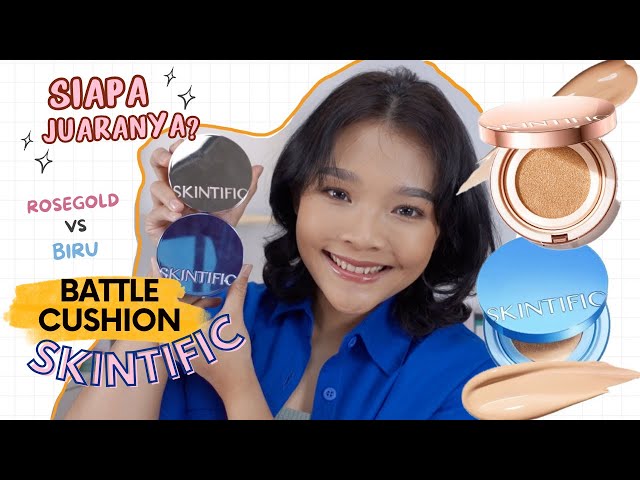 BATTLE 2 CUSHION SKINTIFIC : ROSE GOLD VS BIRU ,  BEDANYA APA? MANA LEBIH BAGUS? | RIRIEPRAMS