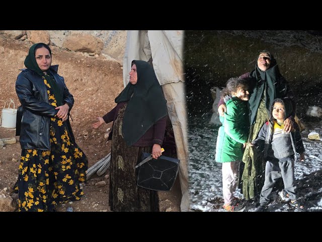 Grandmother and children get stuck in heavy snow and take refuge in Afsane's house