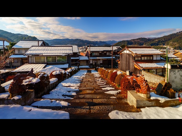 Snow Melts in Morning Sun, Walking Chizu Town | Tottori, Japan 4K