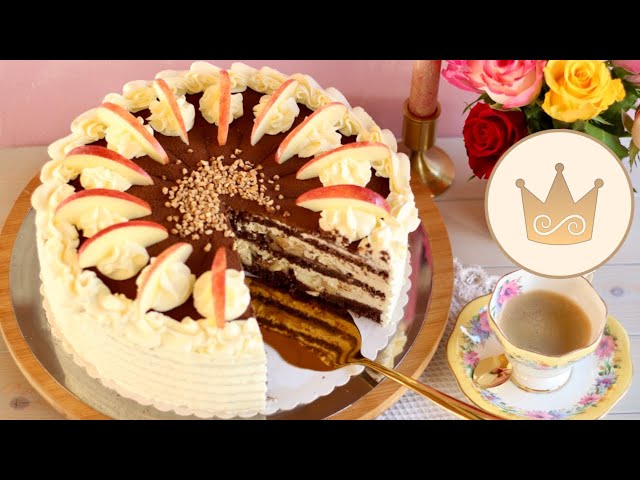 🍎 HIMMLISCHE WINTERAPFEL-TORTE MIT SCHOKOBISKUIT UND APFELSAHNE BACKEN! 🍎 REZEPT VON SUGARPRINCESS