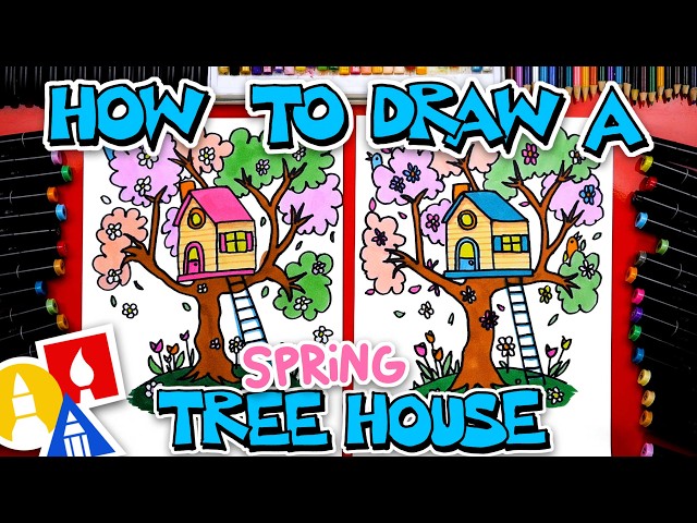 How To Draw A Spring Tree House for Kids and Beginners