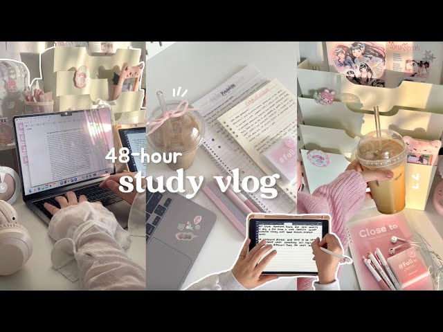 48-hour study vlog 🖇️🎀very productive days in my life, aesthetic sunsets,lots of coffee,kpop journal