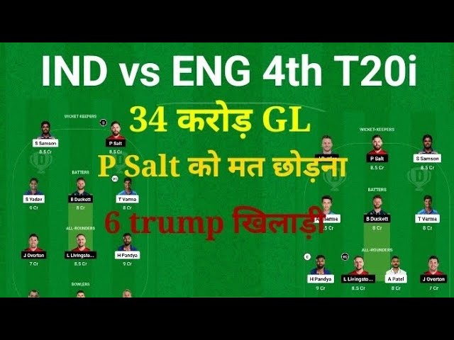 india vs england 4th T20i dream11 prediction india vs england dream11 prediction IND vs eng dream11